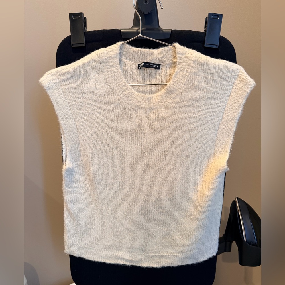 Zara Cream Ribbed Sweater - Picture 2 of 3